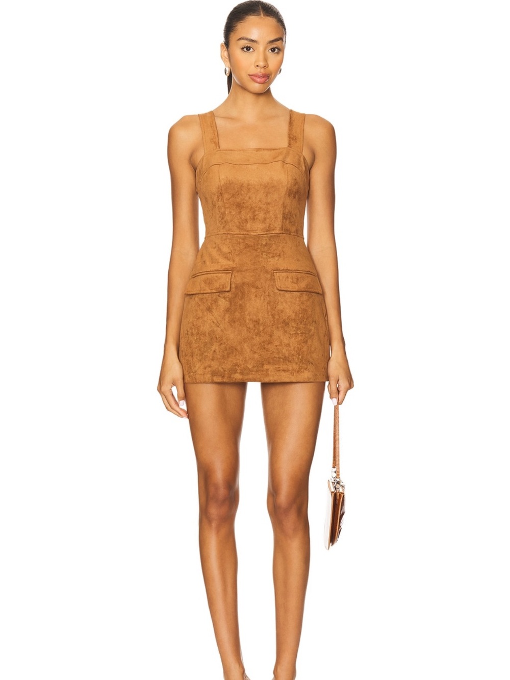 NWT Amanda Uprichard Yorke Skort romper in Pecan Faux Suede - Picture 1 of 6